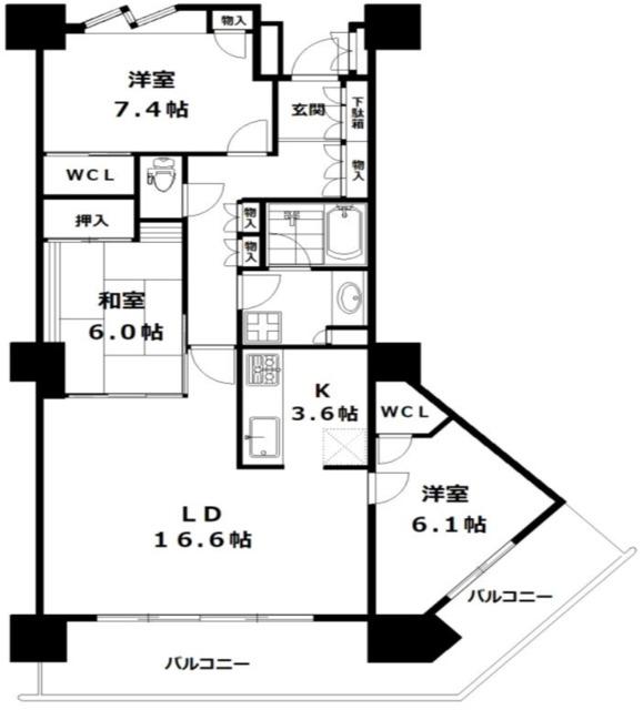 シティタワー品川(3LDK/39階)の間取り写真