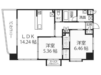 ラフィーネ上葛原(2LDK/10階)の間取り写真