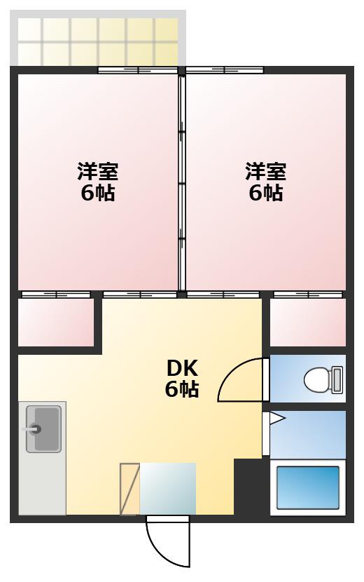 ユートピアサフラワ(2DK/1階)の間取り写真