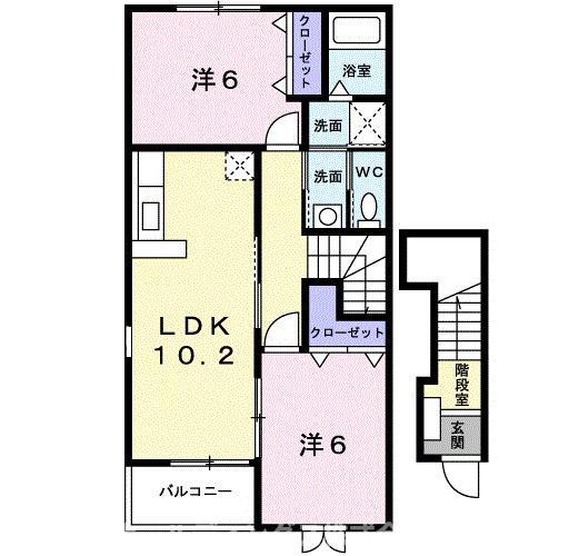 ベェル ヴェル(2LDK/2階)の間取り写真