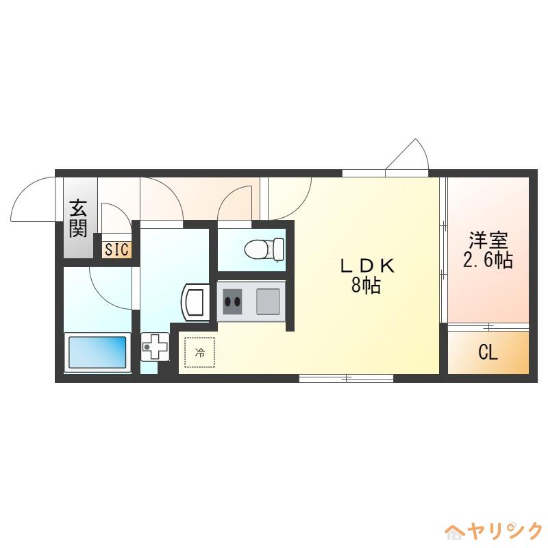 QUADOR 名古屋城駅(1LDK/3階)の間取り写真