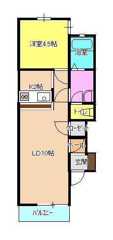 アッピーホース(1LDK/1階)の間取り写真