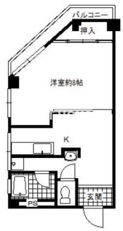 双輪コーポ2号館(1K/3階)の間取り写真