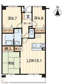 ホープTOMO(3LDK/2階)の間取り写真