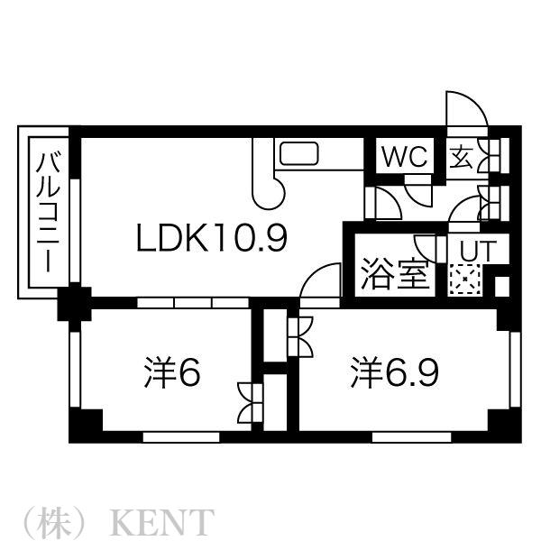 メープル桑園駅(2LDK/1階)の間取り写真