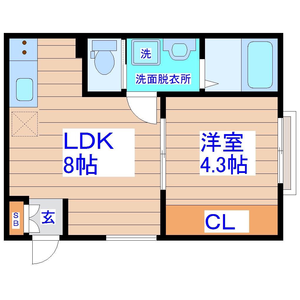 ラフィーノ河原町(1LDK/1階)の間取り写真