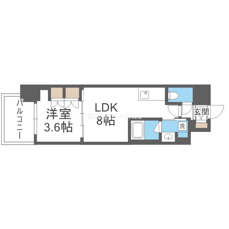 ソルレヴェンテ北堀江Q(1LDK/3階)の間取り写真