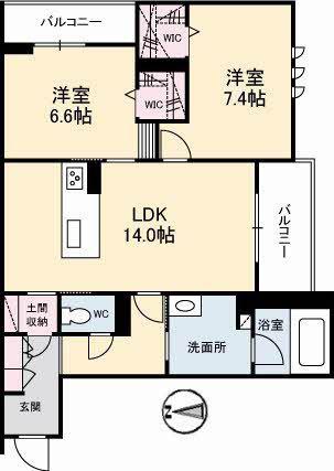 シャーメゾンステージ大島(2LDK/2階)の間取り写真