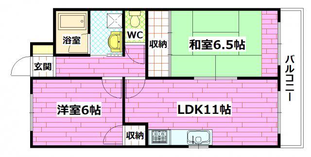 キャロット西原(2LDK/3階)の間取り写真