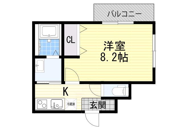 フジパレス遠里小野1番館(1K/3階)の間取り写真