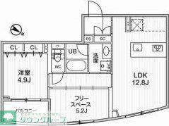 GRANDUO中目黒4(1SLDK/2階)の間取り写真