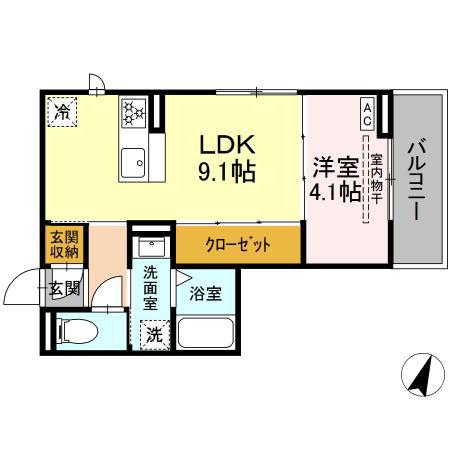 D-ROOM D-CREST駅前3丁目(1LDK/2階)の間取り写真