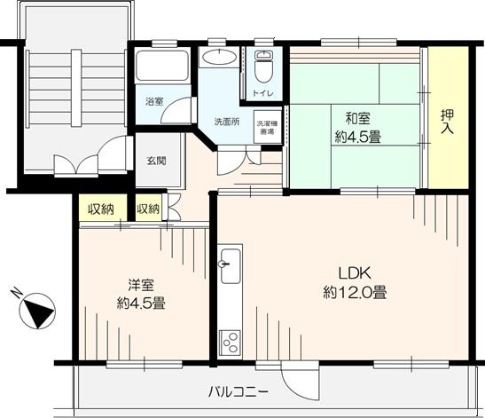 磯辺第一団地(2LDK/2階)の間取り写真