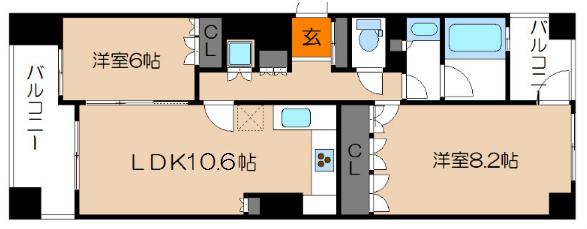 リーガル京都四条烏丸(2LDK/11階)の間取り写真