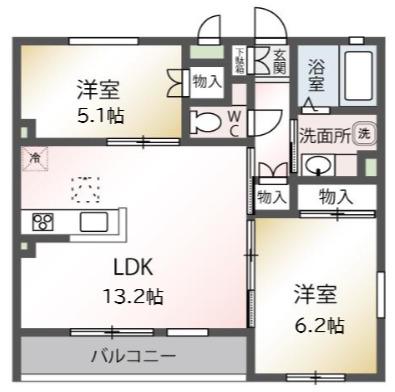 コハル美ヨリ(2LDK/1階)の間取り写真