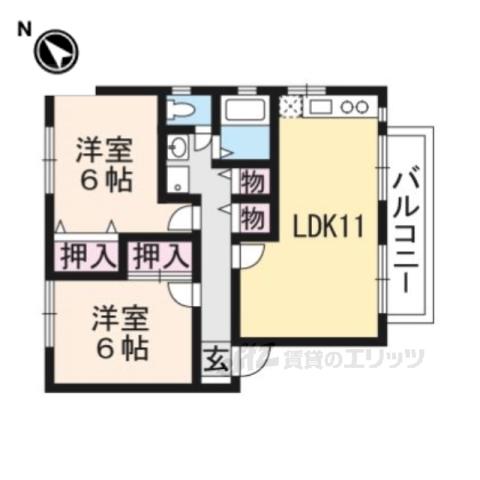 ルシオールⅢ(2LDK/1階)の間取り写真