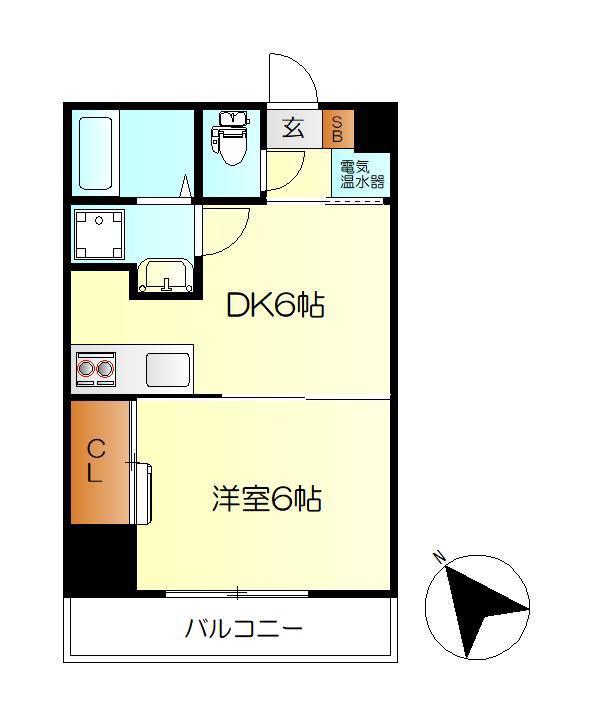 村上ビルI(1DK/4階)の間取り写真