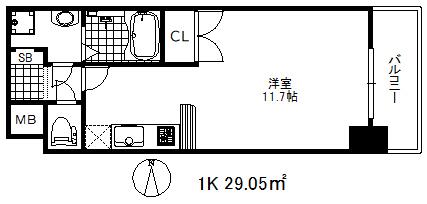 エスライズ新神戸(1K/7階)の間取り写真