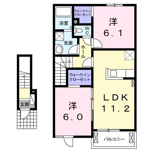 ウエスト・タウン(2LDK/2階)の間取り写真