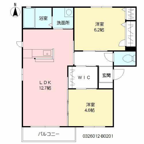エスポワールT・S B棟(2LDK/2階)の間取り写真