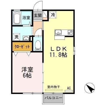 コンフォート ウエスト(1LDK/2階)の間取り写真