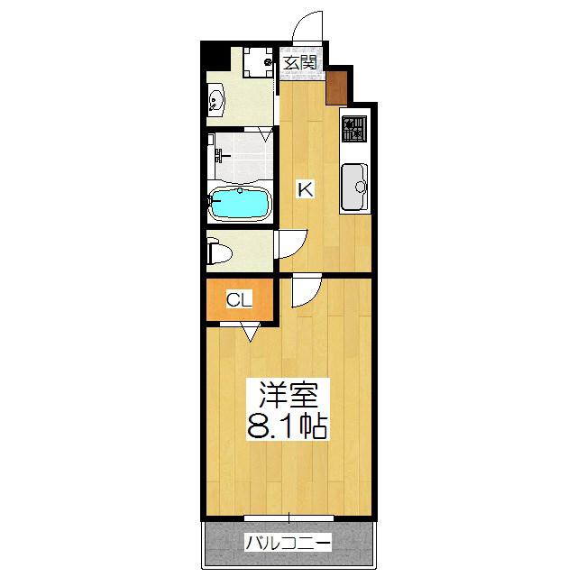 ディアコート山科(1K/1階)の間取り写真