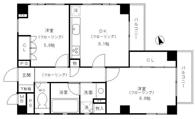 M-AZABUJUBAN(2DK/4階)の間取り写真