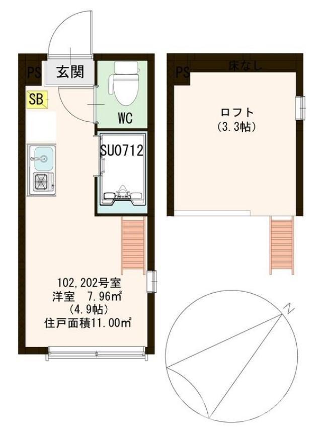 コーポ北池袋(ワンルーム/1階)の間取り写真