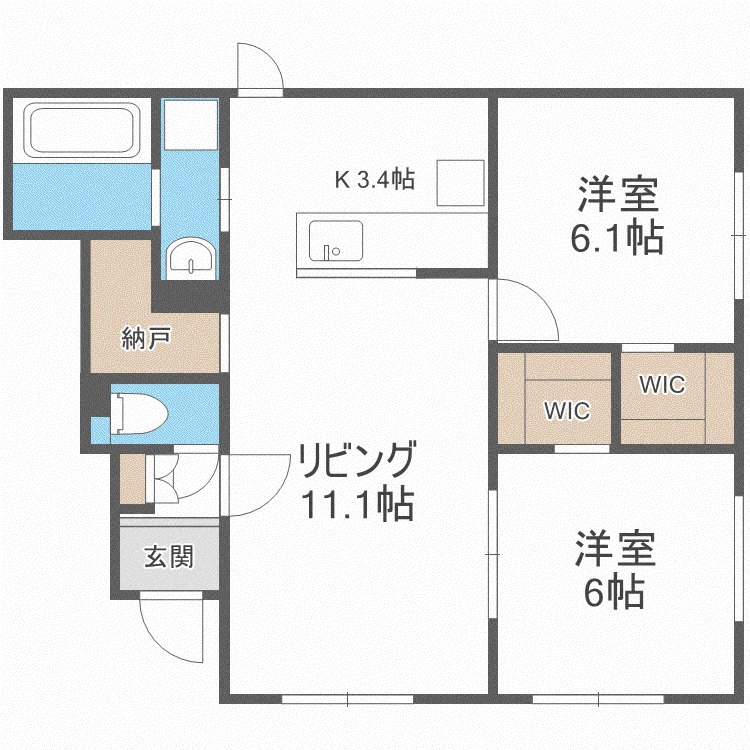ルミエール メゾンD(2LDK/1階)の間取り写真