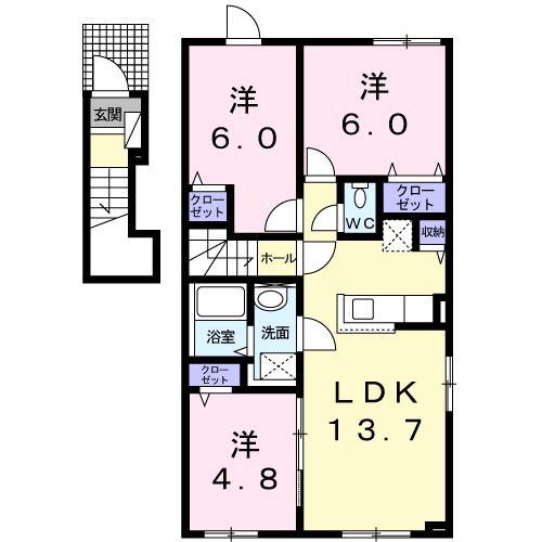 シンフォニー I(3LDK/2階)の間取り写真