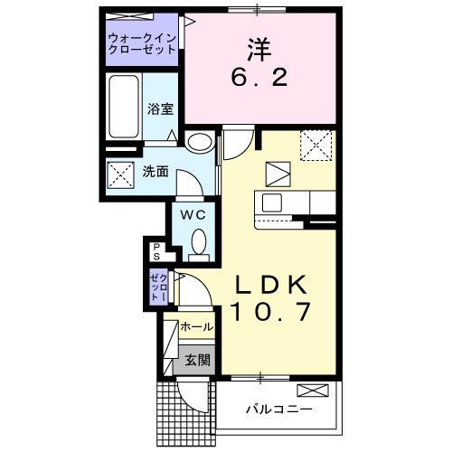 ゴーズ レジデンス M(1LDK/1階)の間取り写真