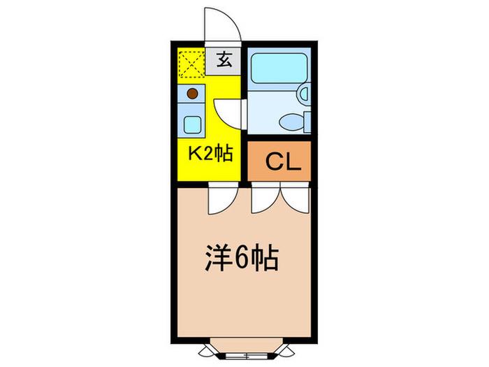 アーバンハイム成城I(1K/2階)の間取り写真