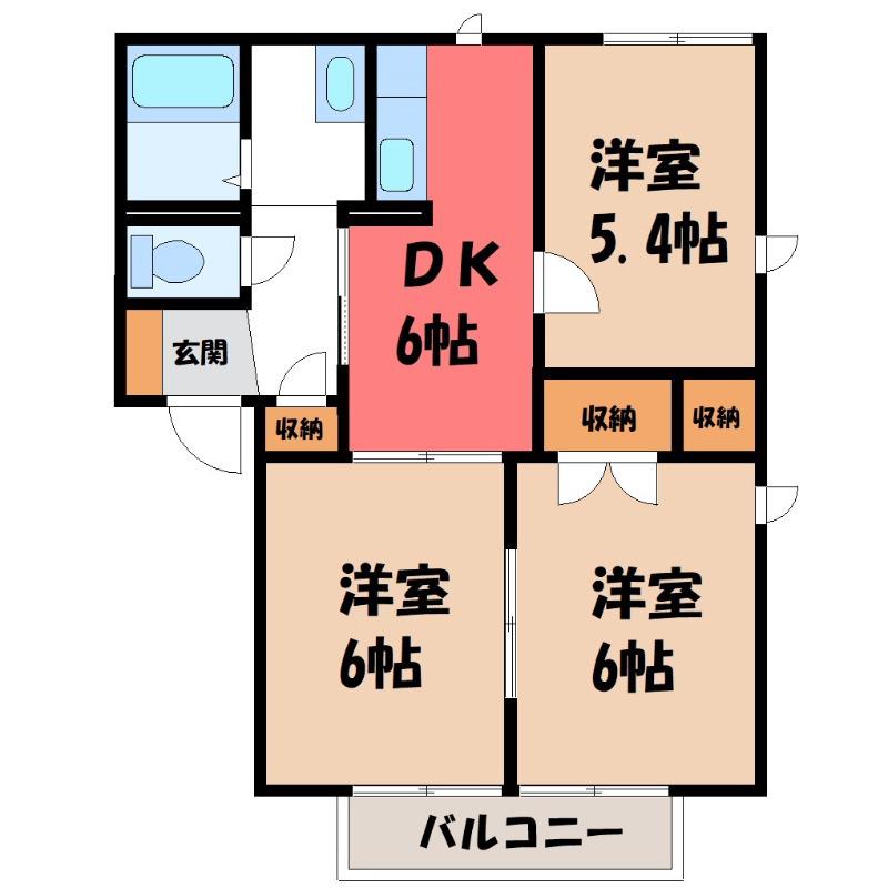 エスペランサB(3DK/2階)の間取り写真