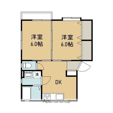 メゾンK3(2DK/1階)の間取り写真