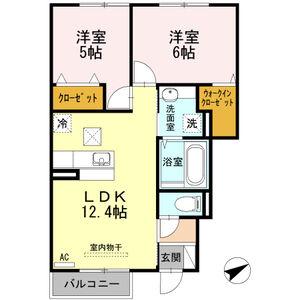クローバーヒルズ A(2LDK/1階)の間取り写真
