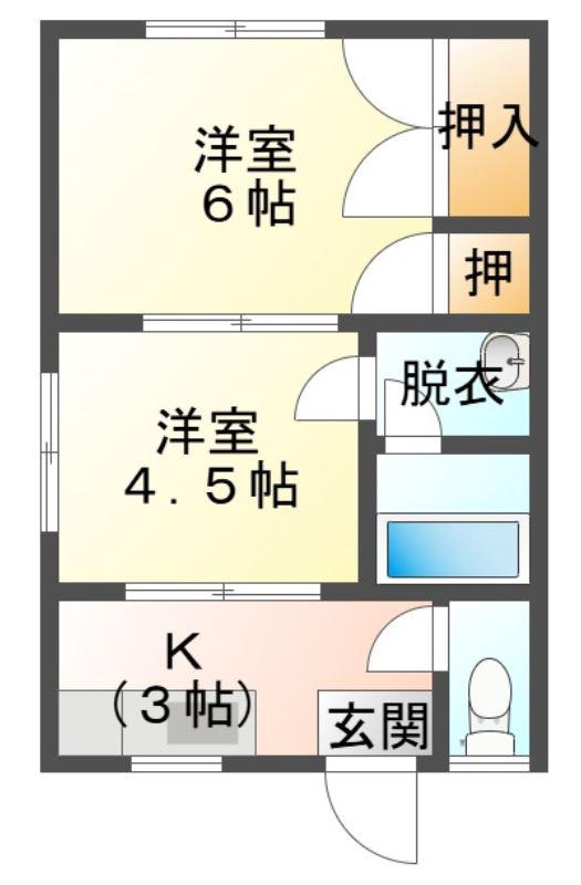 サンハイツ(2K/2階)の間取り写真