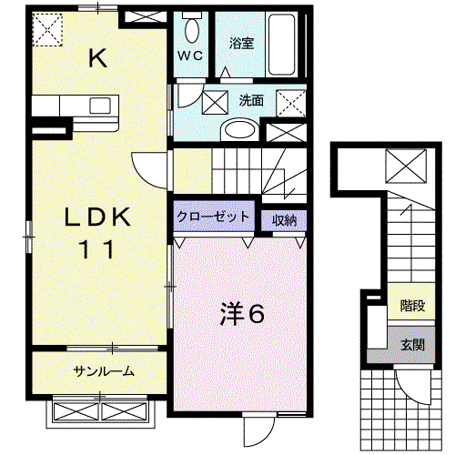 ミントハウス 203号(1LDK/2階)の間取り写真