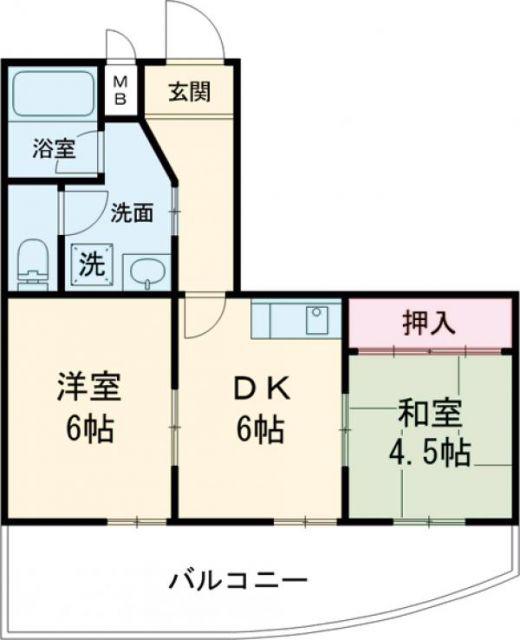 メゾンクレール(2DK/7階)の間取り写真