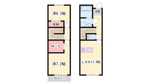 クエルクスB(2LDK/1階)の間取り写真