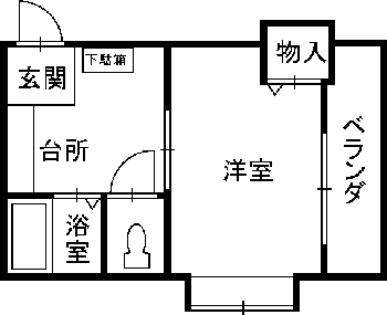Kプラザ(1K/1階)の間取り写真