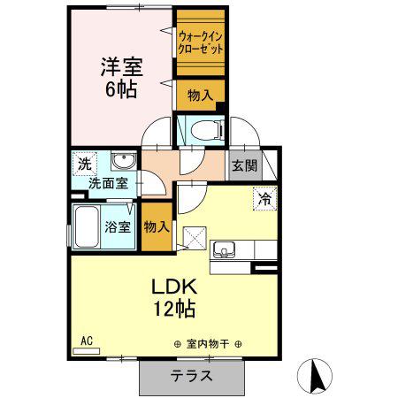 エスポワール・M A棟(1LDK/2階)の間取り写真