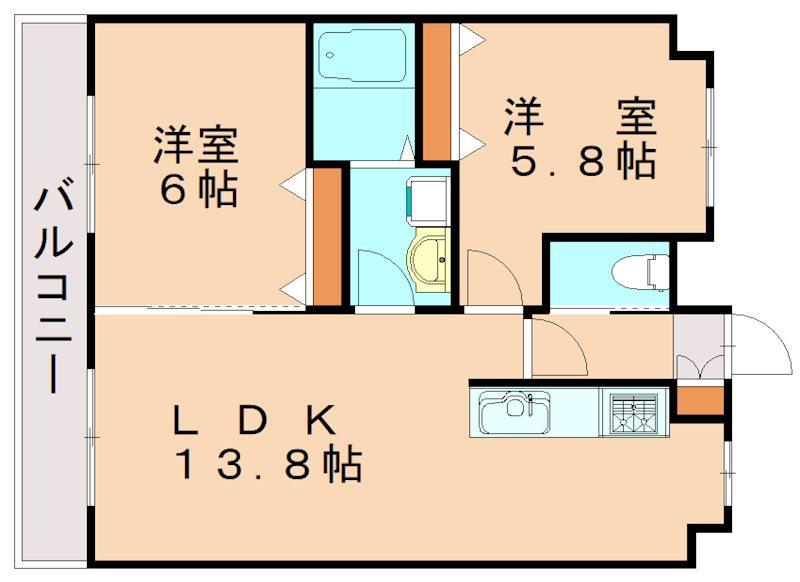 ヴァルトハヤシ(2LDK/8階)の間取り写真