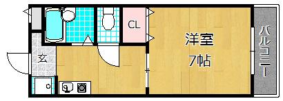 ラヴェニュー西牧野(1K/1階)の間取り写真