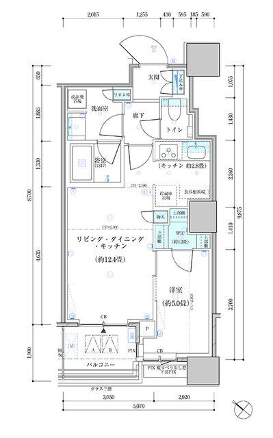 パークタワー勝どき サウス棟(1LDK/5階)の間取り写真