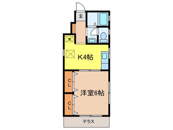 堀船ハイム(1K/1階)の間取り写真