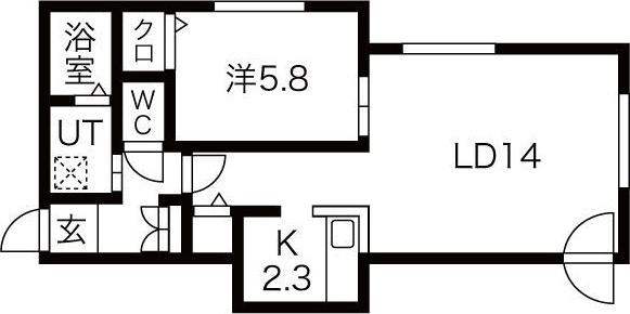 LUPINUS ウエスト(1LDK/2階)の間取り写真