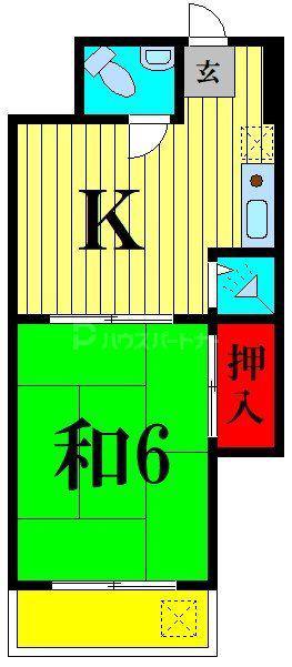 北浦ビル(1K/2階)の間取り写真