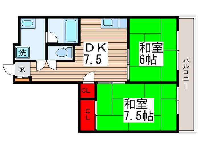 グレース寿(2DK/3階)の間取り写真