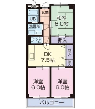 LIMPIA USHIO(3DK/2階)の間取り写真
