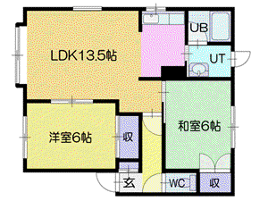 ハイム大谷地III(2LDK/2階)の間取り写真
